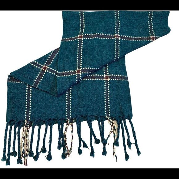 LOVE & Lore Green plaid check warm soft fall winter scarf - Picture 4 of 10